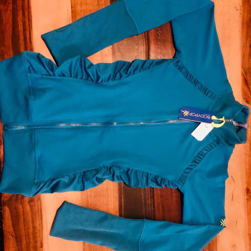 Bodypop Teal Blue Workout Zip Up Sweatshirt Activewear Running Runners Jacket